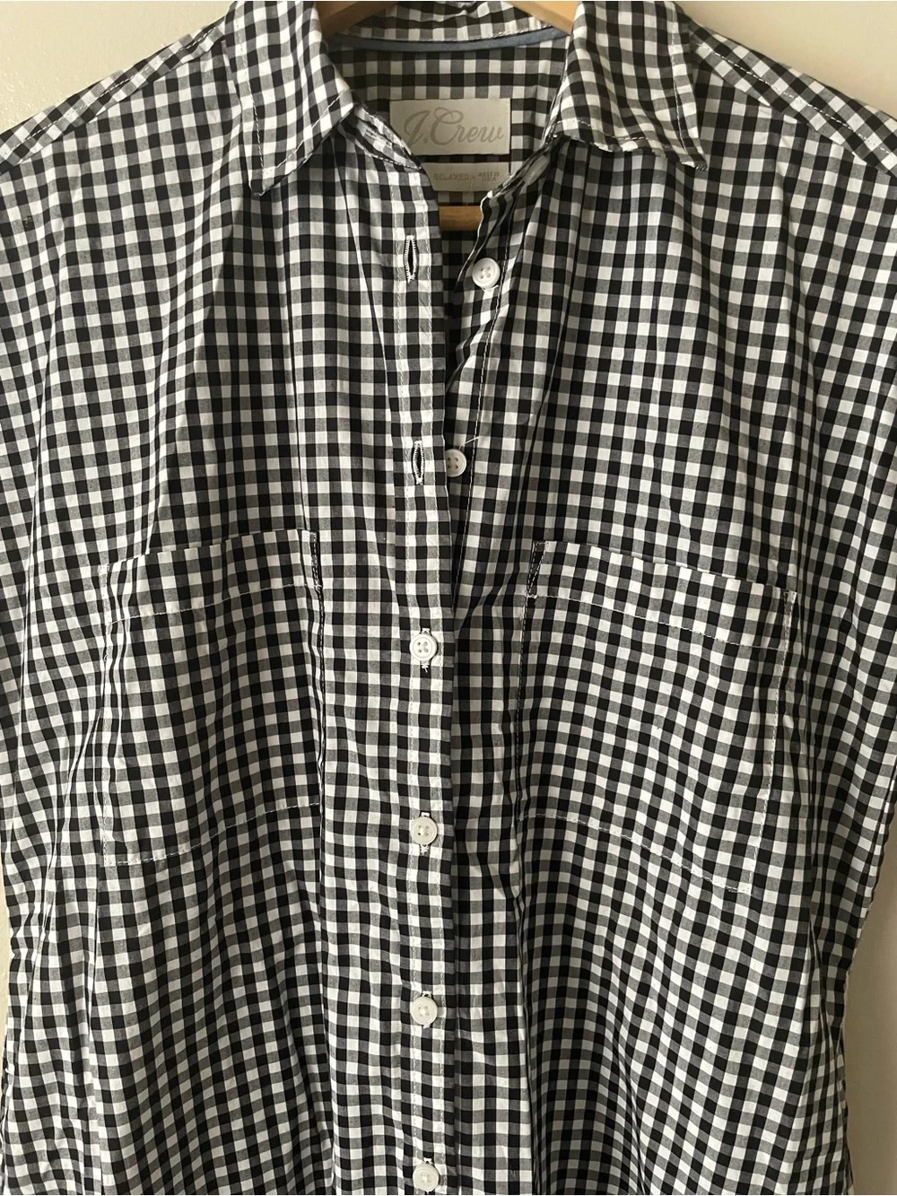 J. Crew Black and White Gingham relaxed Midi Shirt Dress with Tie Waist